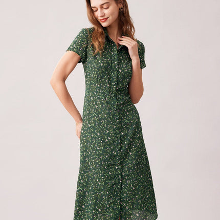 Juliana | Collared Button-Up Floral Summer Dress