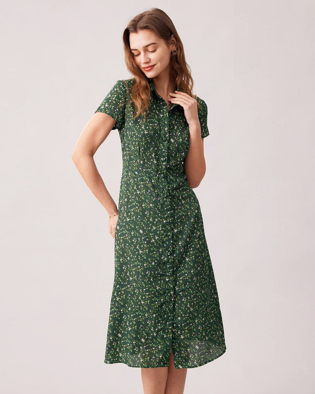 Juliana | Collared Button-Up Floral Summer Dress