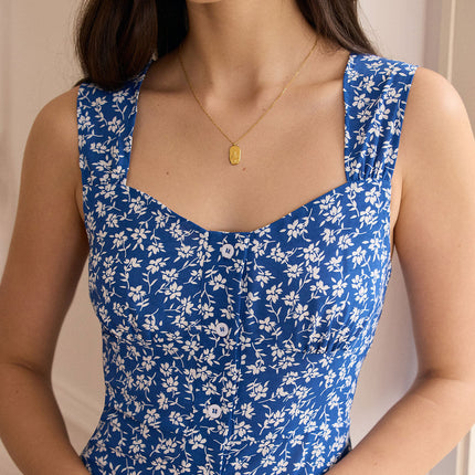 Kate | Fitted Sweetheart Neck Floral Midi Summer Dress