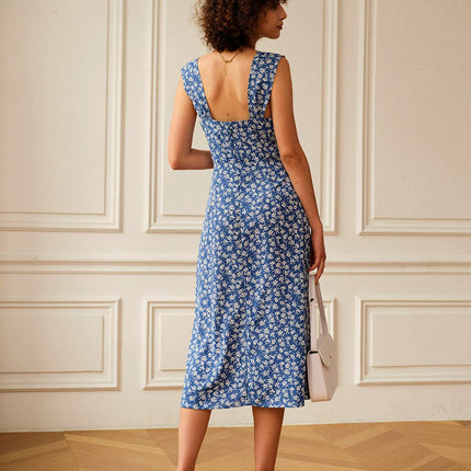 Kate | Fitted Sweetheart Neck Floral Midi Summer Dress