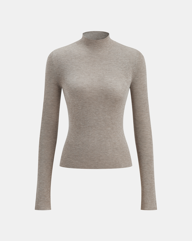 Katya | Fitted Mock Neck Wool-Blend Knit Top