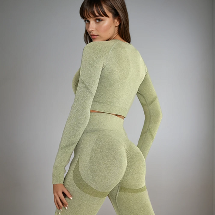 Apex | Long Sleeve Seamless Top – Sculpted Style with Everyday Performance - Dark Khaki