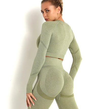 Apex | Long Sleeve Seamless Top – Sculpted Style with Everyday Performance - Dark Khaki