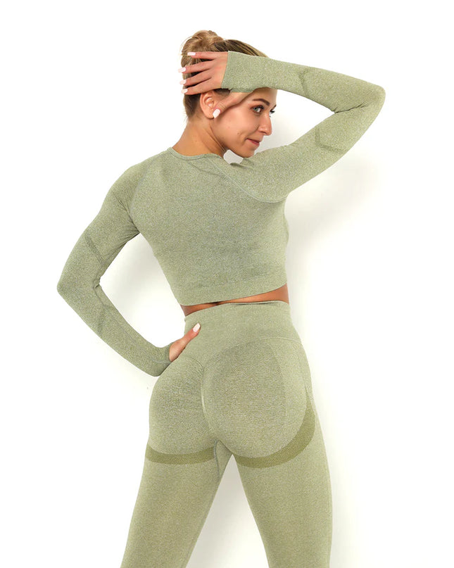Apex | Long Sleeve Seamless Top – Sculpted Style with Everyday Performance - Dark Khaki