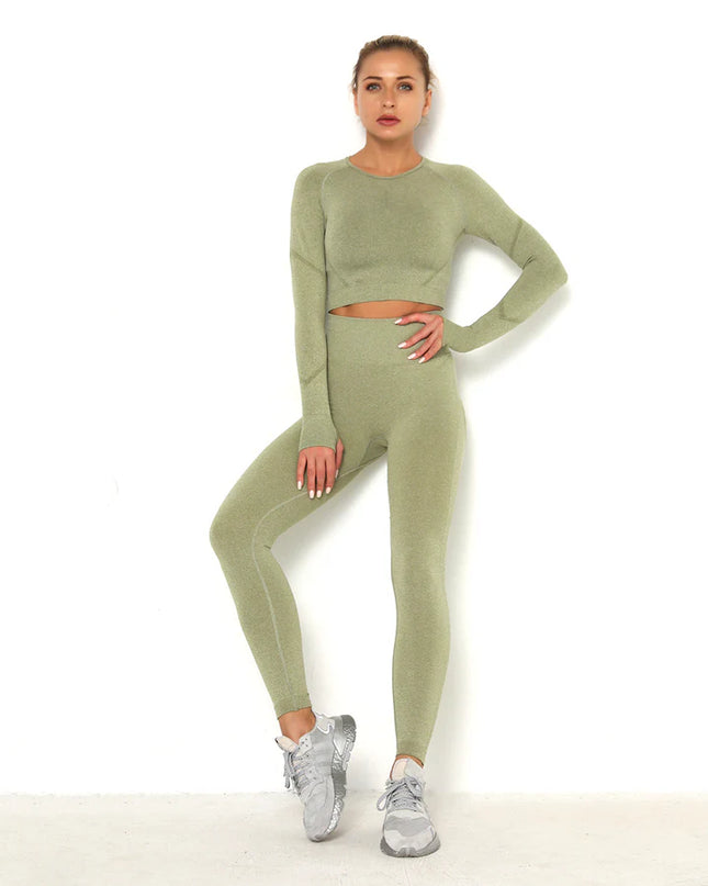 Apex | Long Sleeve Seamless Top – Sculpted Style with Everyday Performance - Dark Khaki