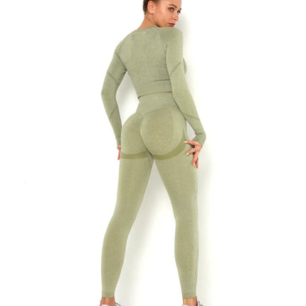 Apex | Long Sleeve Seamless Top – Sculpted Style with Everyday Performance - Dark Khaki