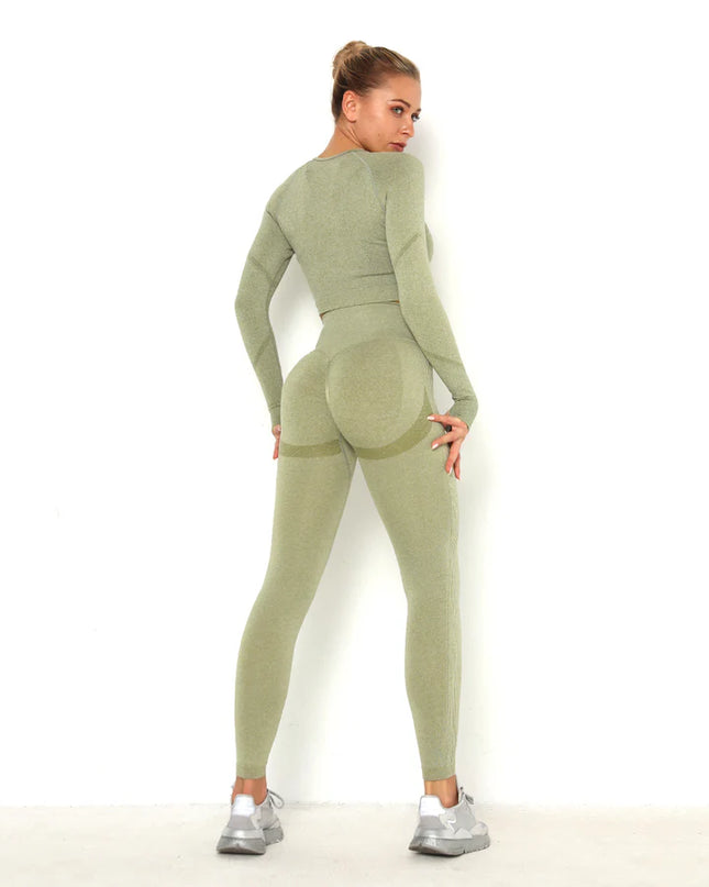 Apex | Long Sleeve Seamless Top – Sculpted Style with Everyday Performance - Dark Khaki