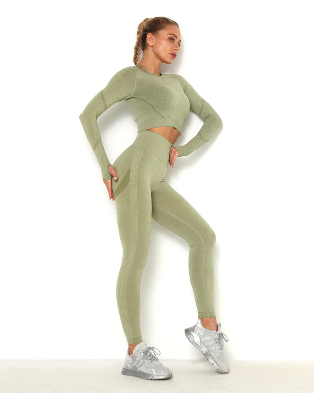 Apex | Long Sleeve Seamless Top – Sculpted Style with Everyday Performance - Dark Khaki