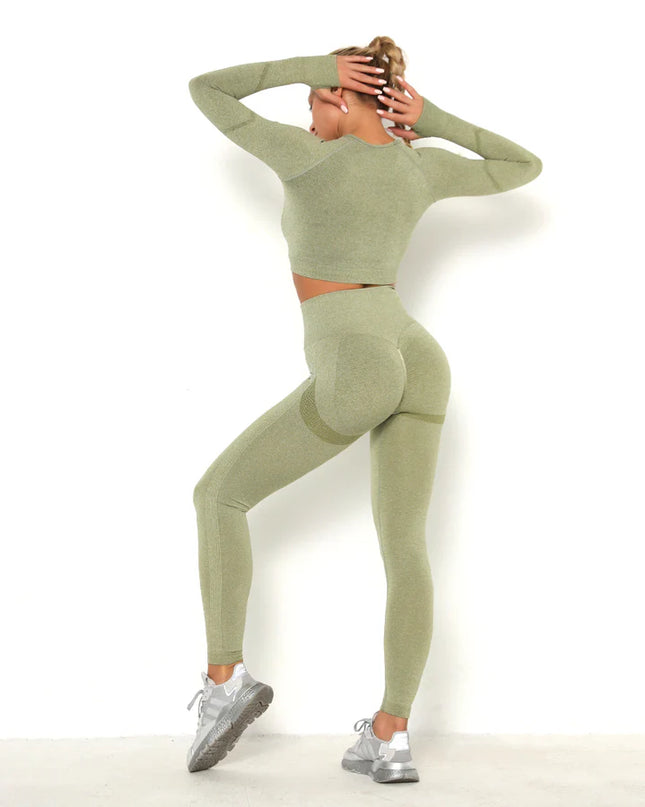 Apex | Long Sleeve Seamless Top – Sculpted Style with Everyday Performance - Dark Khaki