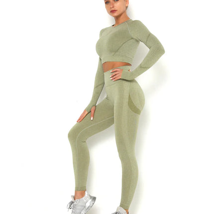 Apex | Long Sleeve Seamless Top – Sculpted Style with Everyday Performance - Dark Khaki