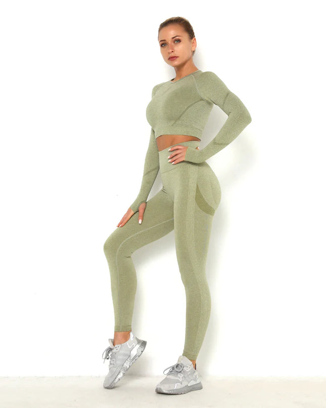 Apex | Long Sleeve Seamless Top – Sculpted Style with Everyday Performance - Dark Khaki