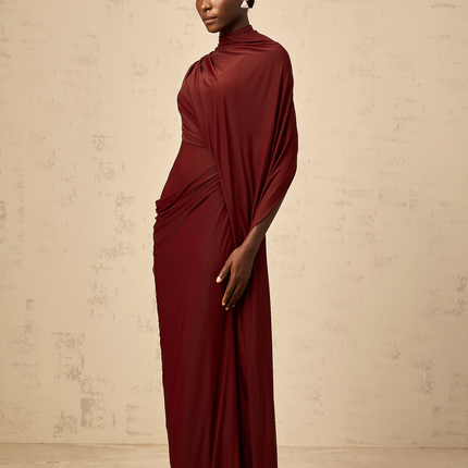 Larissa | Asymmetrical Draped Cape Prom Dress Set