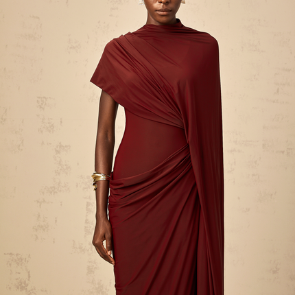 Larissa | Asymmetrical Draped Cape Prom Dress Set