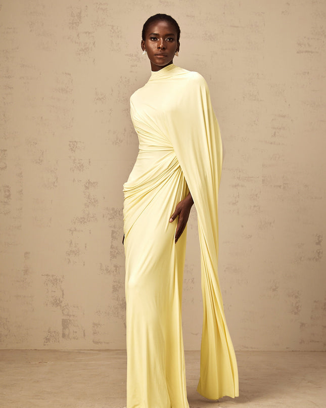 Larissa | Asymmetrical Draped Cape Prom Dress Set