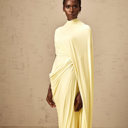Larissa | Asymmetrical Draped Cape Prom Dress Set