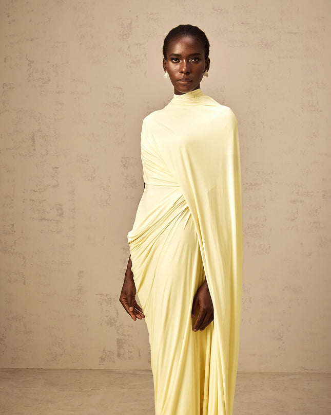 Larissa | Asymmetrical Draped Cape Prom Dress Set