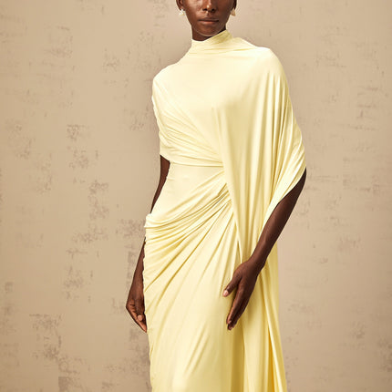 Larissa | Asymmetrical Draped Cape Prom Dress Set