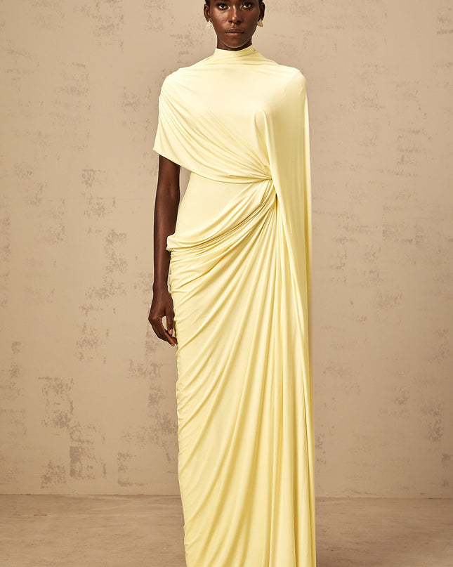 Larissa | Asymmetrical Draped Cape Prom Dress Set