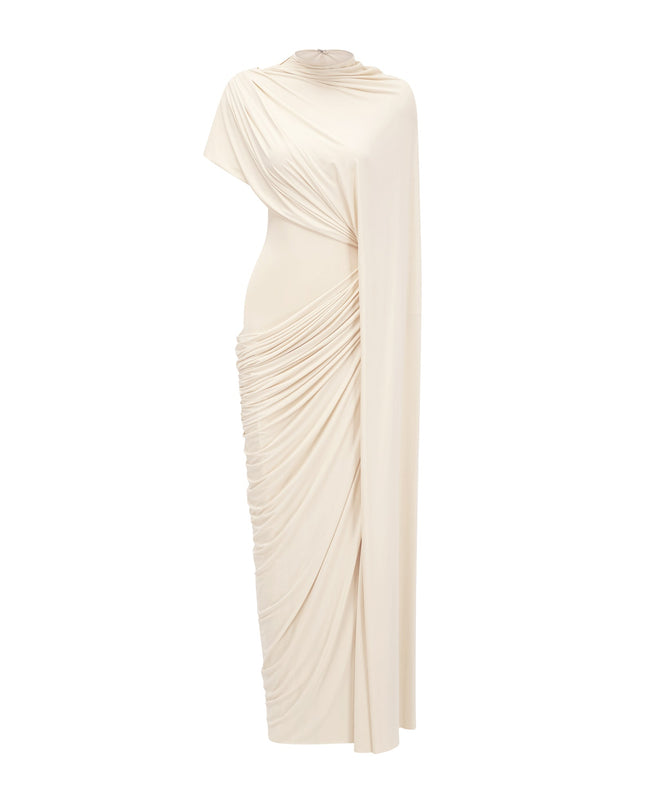 Larissa | Asymmetrical Draped Cape Prom Dress Set