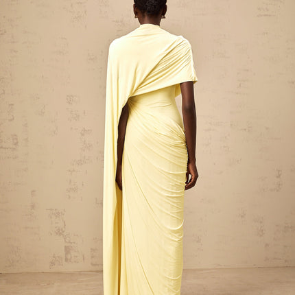 Larissa | Asymmetrical Draped Cape Prom Dress Set