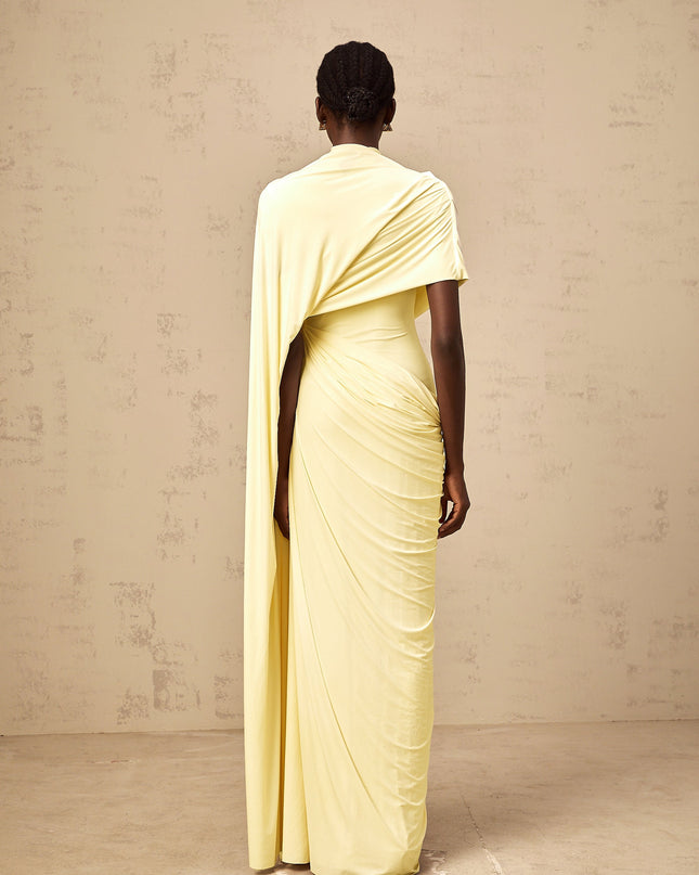 Larissa | Asymmetrical Draped Cape Prom Dress Set