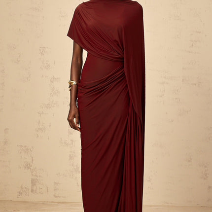 Larissa | Asymmetrical Draped Cape Prom Dress Set