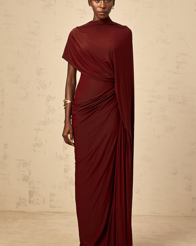 Larissa | Asymmetrical Draped Cape Prom Dress Set