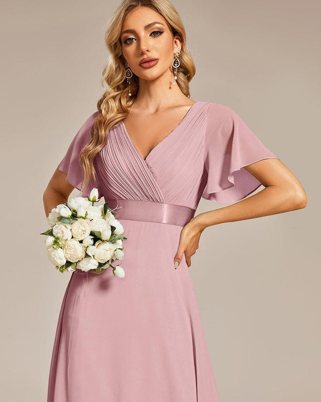Larissa | Empire Waist Flutter Sleeve Bridesmaid Dress