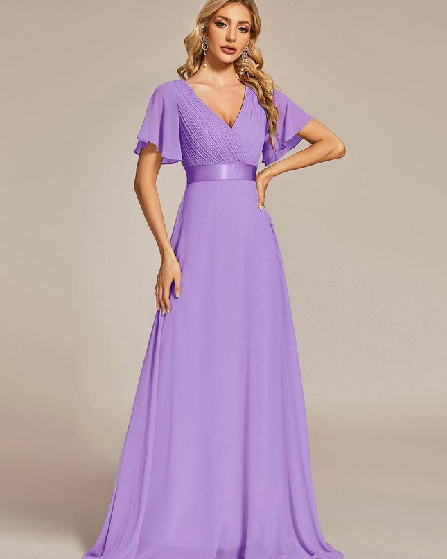 Larissa | Empire Waist Flutter Sleeve Bridesmaid Dress