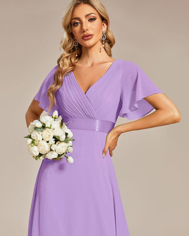 Larissa | Empire Waist Flutter Sleeve Bridesmaid Dress