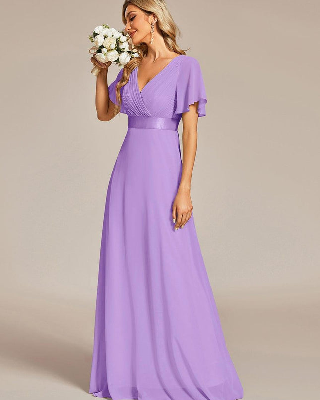 Larissa | Empire Waist Flutter Sleeve Bridesmaid Dress