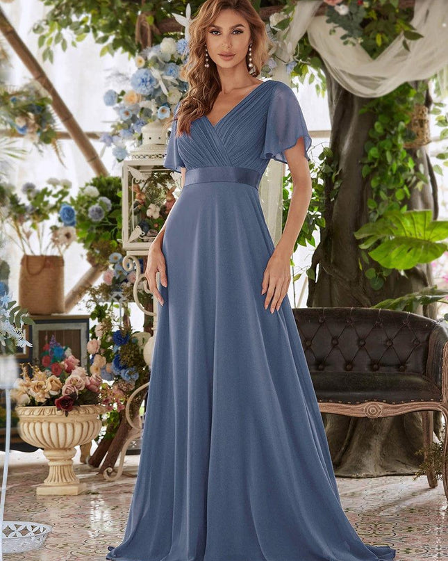 Larissa | Empire Waist Flutter Sleeve Bridesmaid Dress