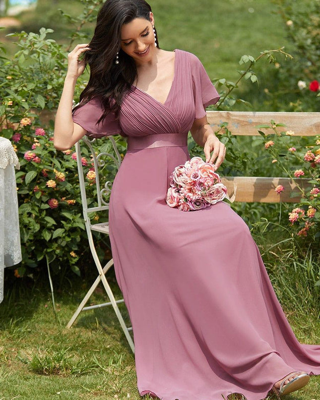 Larissa | Empire Waist Flutter Sleeve Bridesmaid Dress