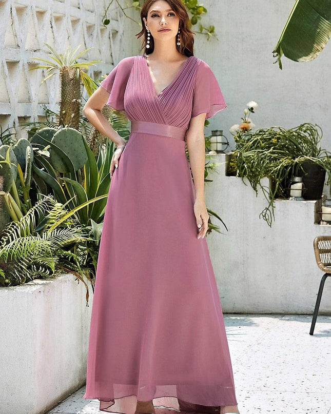 Larissa | Empire Waist Flutter Sleeve Bridesmaid Dress