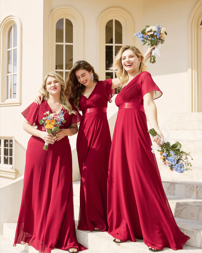 Larissa | Empire Waist Flutter Sleeve Bridesmaid Dress