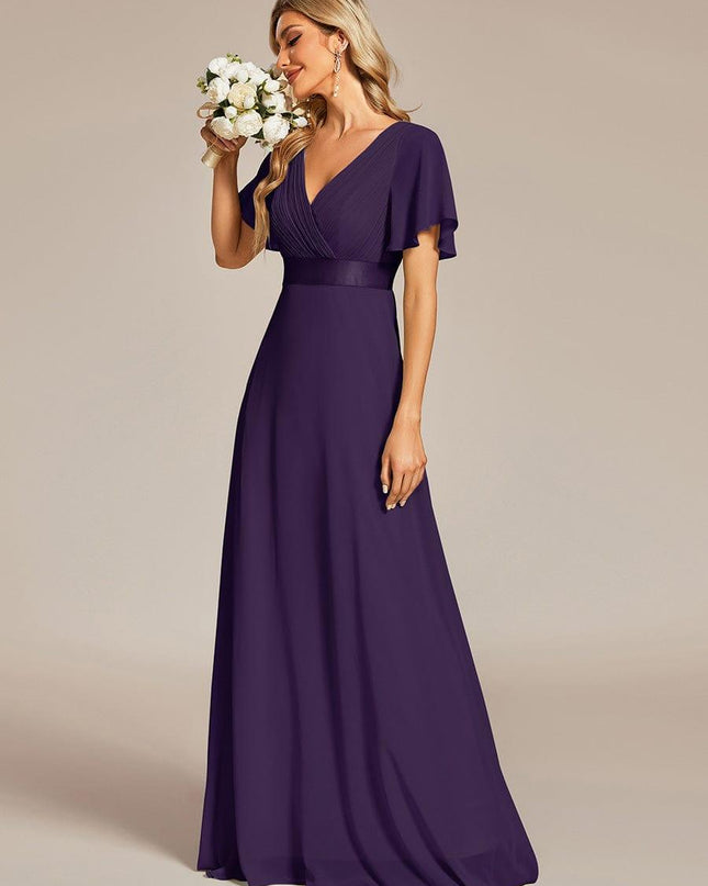 Larissa | Empire Waist Flutter Sleeve Bridesmaid Dress