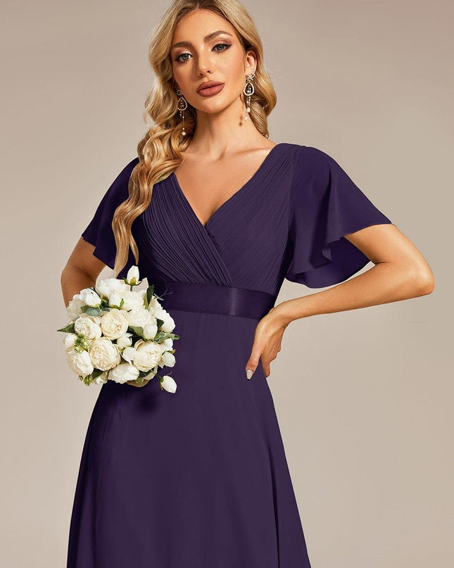 Larissa | Empire Waist Flutter Sleeve Bridesmaid Dress