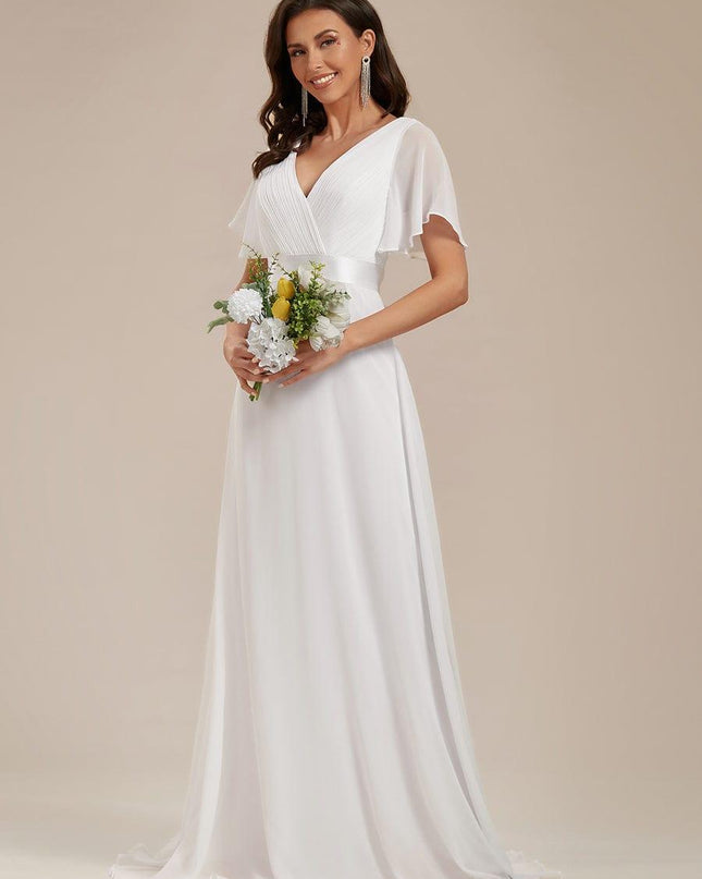 Larissa | Empire Waist Flutter Sleeve Bridesmaid Dress