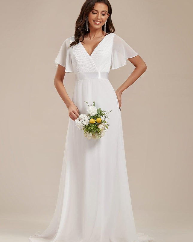 Larissa | Empire Waist Flutter Sleeve Bridesmaid Dress