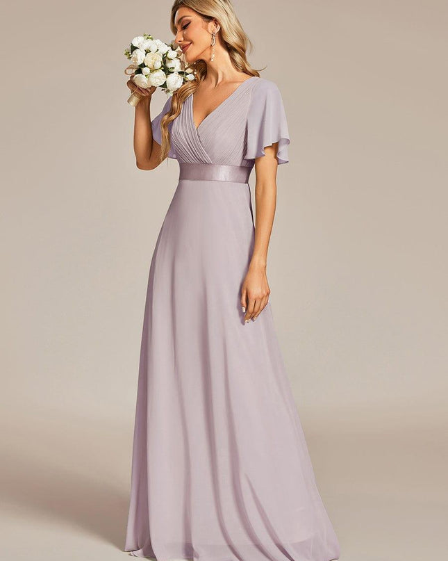 Larissa | Empire Waist Flutter Sleeve Bridesmaid Dress