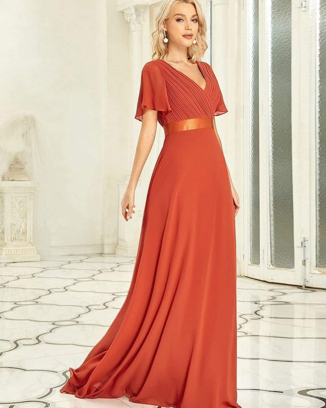 Larissa | Empire Waist Flutter Sleeve Bridesmaid Dress