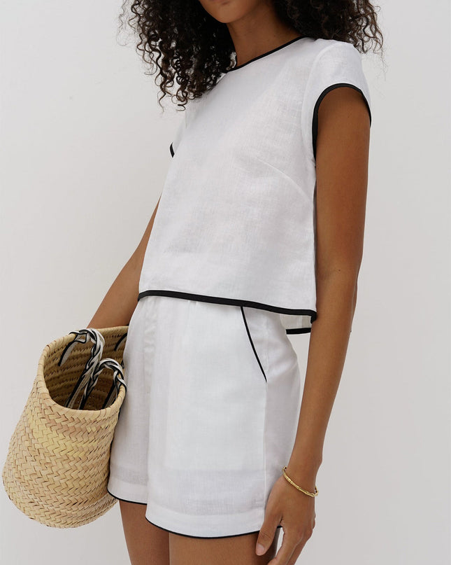 Leona | Relaxed Fit Contrast Trim Short Set
