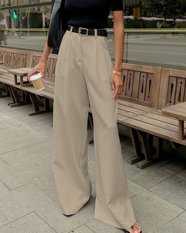 Mara | Autumn Solid Wide-Leg Palazzo Trousers
