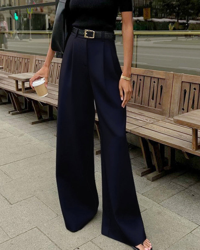 Mara | Autumn Solid Wide-Leg Palazzo Trousers