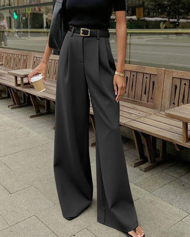 Mara | Autumn Solid Wide-Leg Palazzo Trousers