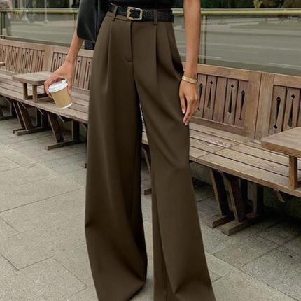 Mara | Autumn Solid Wide-Leg Palazzo Trousers