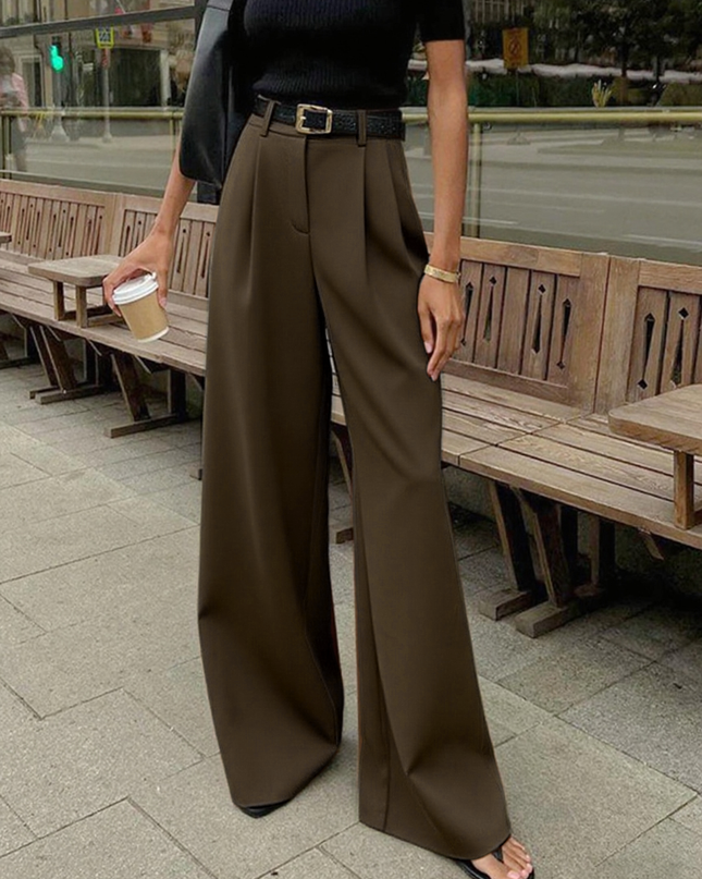 Mara | Autumn Solid Wide-Leg Palazzo Trousers