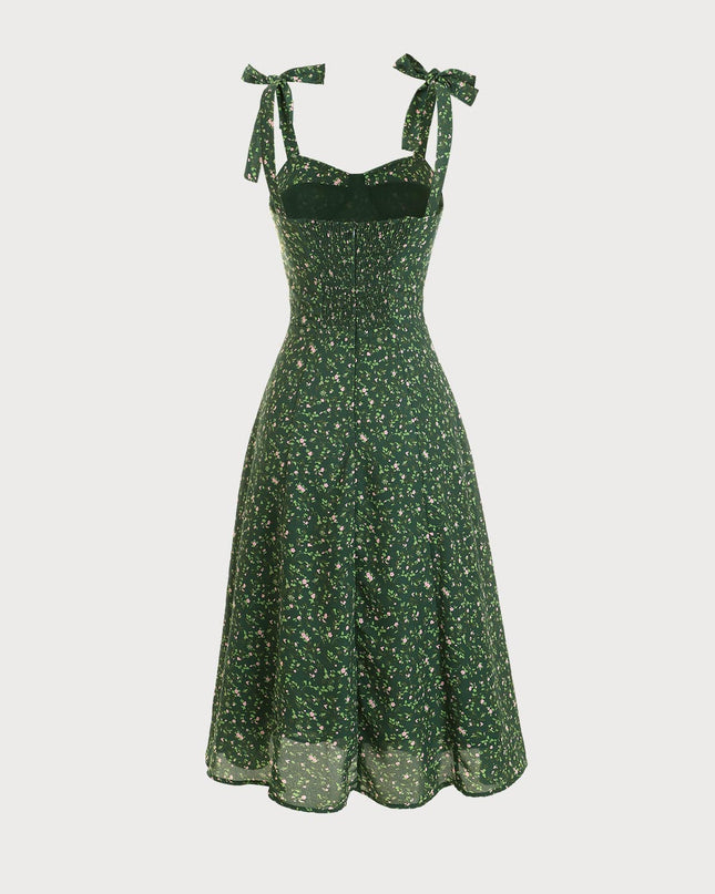 Marie | High Waist Floral Tie Strap Summer Dress