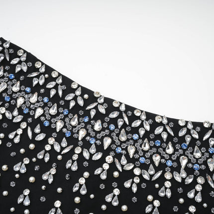 Marina | Sleeveless Off Shoulder Embellished Prom Dress