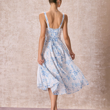 Martha | Ruched Fit Sleeveless Square Neck Summer Dress